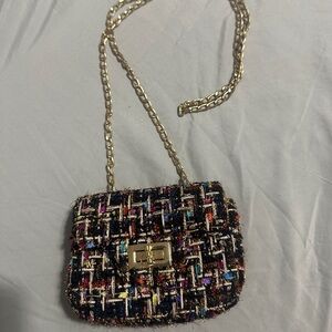 Chic Multicolor Tweed Chain Bag